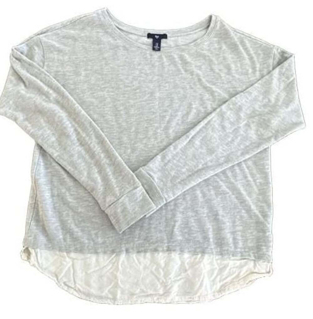 Gap Long Sleeve Sweatshirt Size M Gray Woven Hem